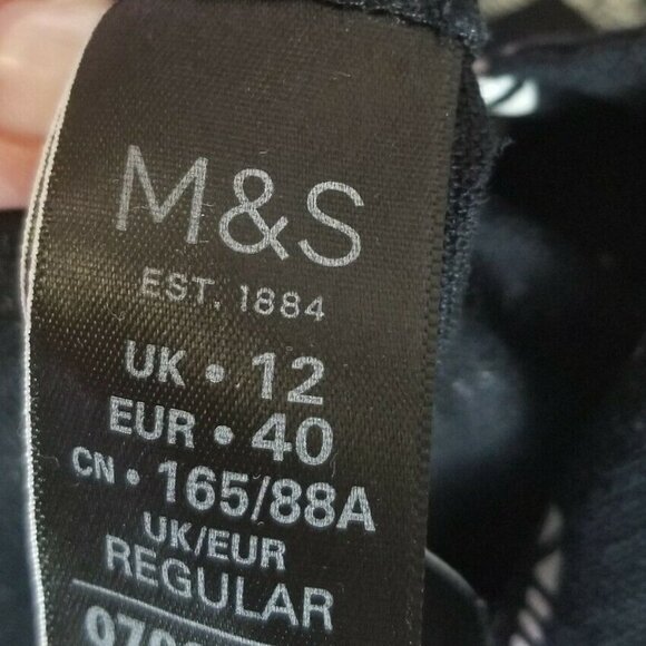 M&S COLLECTION INDIGO GEOMETRIC PRINT LINEN SHIFT DRESS SIZE US 8 UK 12 - Picture 7 of 9